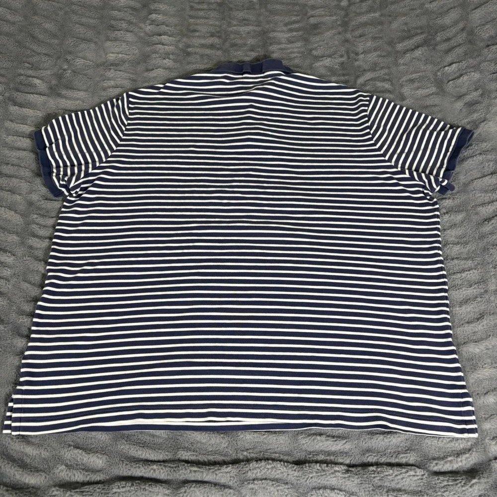 Polo Ralph Lauren Mens XXL Classic Fit Navy Blue White Striped Short Sleeve Polo